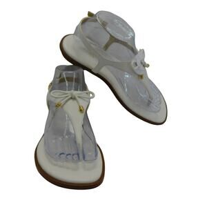 Michael Kors Women's White Nori Flat Thong T-Strap White Sandals Size 8 New Shoe